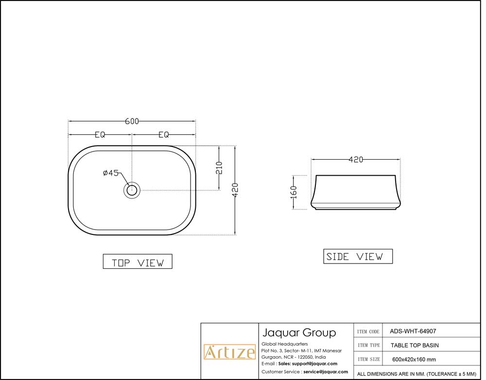 Раковина на столешницу Artize Plus 600×420 (матовый чёрный) view 2