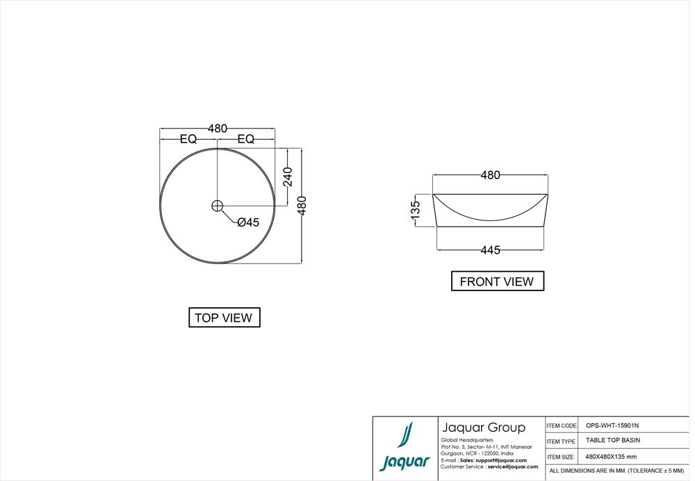 Раковина на столешницу Opal Prime 480×480 view 2